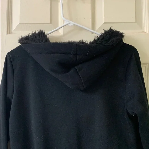 🌷3 for$25🌷Unbranded, US M, Black Faux Fur Lined Long Hoodie Dress with Pockets - Picture 6 of 9